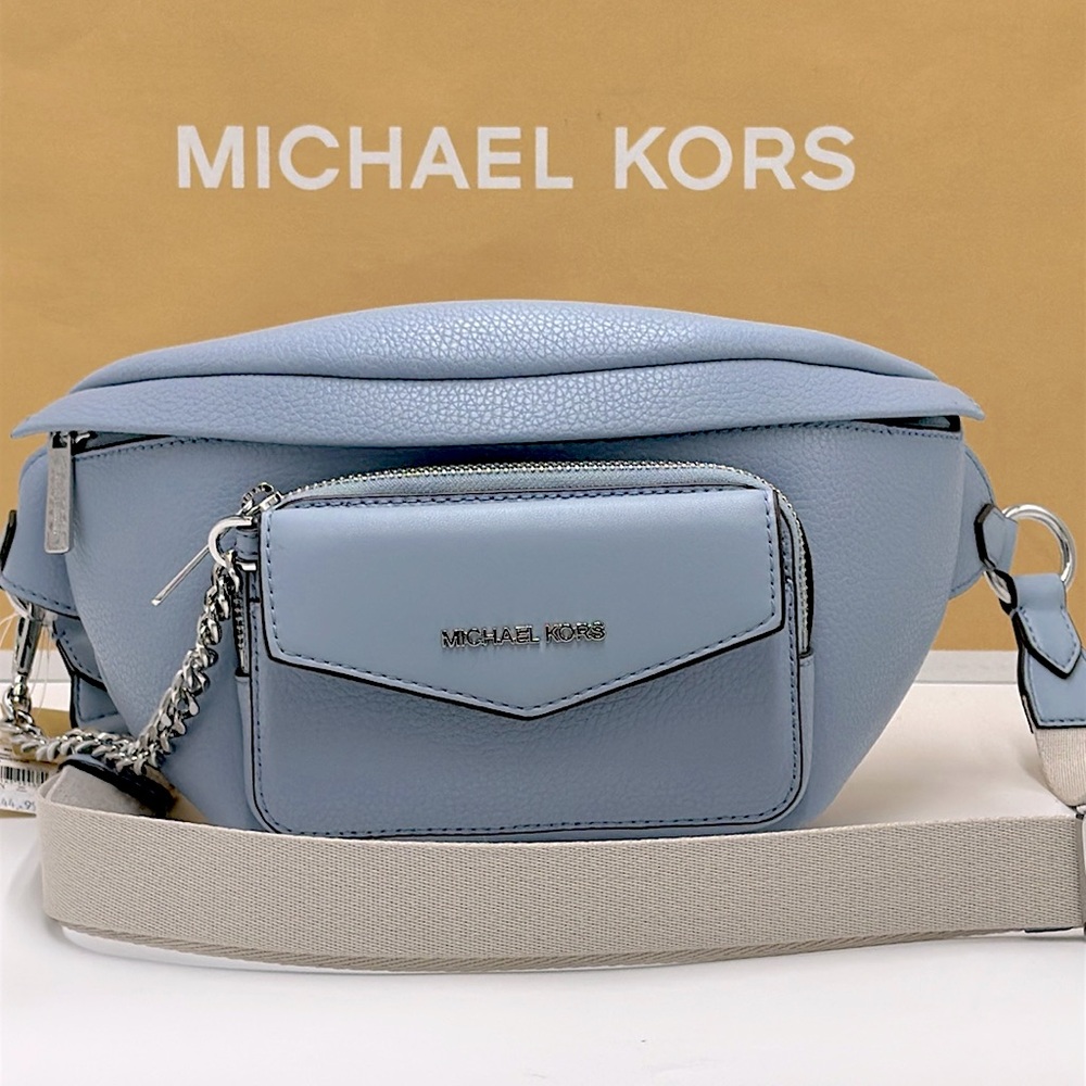 Michael Kors Maisie Large Pebbled Leather 2-in-1 Sling Pack Fanny Belt Waist NWT - Picture 3 of 15